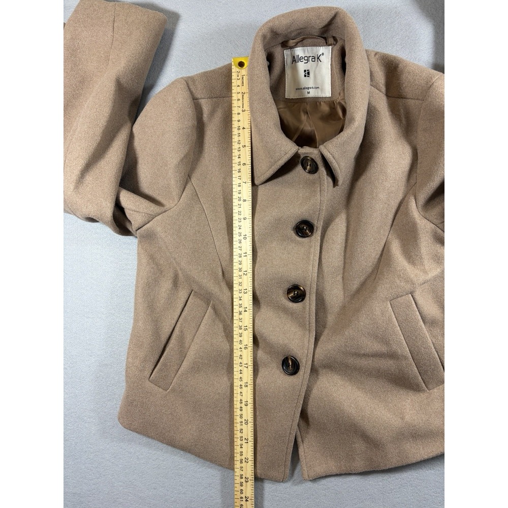 Allegra K Turn Down Collar single breastfed pea coat size Medium - Picture 3 of 8